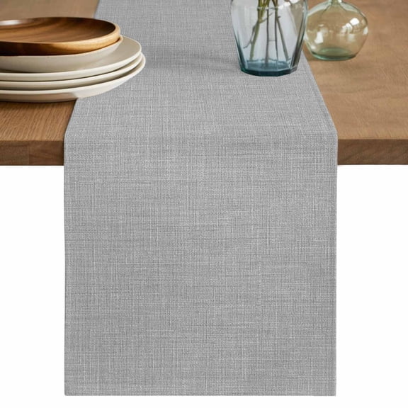 Table Runner 72 Inch Long - Solid Color Gray Decorative Table Scarf, Vintage Linen Monochrome Pattern Dining Table Runners for Wedding Party Kitchen Dining Tables
