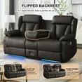 thumbnail image 2 of Loveseat Recliner Sofa, Manual Reclining Couch with Console, AC Outlet & USB-A/USB-C Ports, Wall Hugger RV Sofa for Living Room & Home Theater with Cup Holders LED Light, 2 of 8