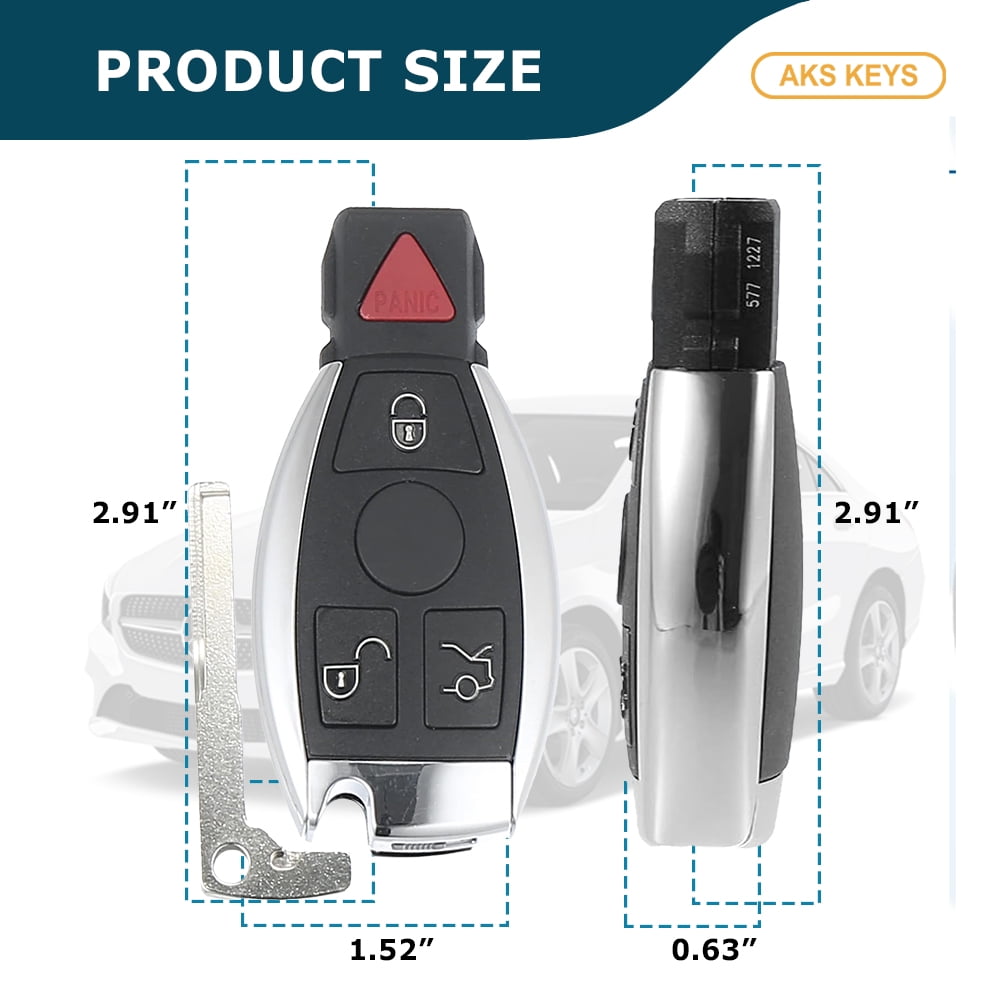 AKS KEYS Aftermarket Smart Key Fob for Mercedes Benz 1997-2014 FCC# IYZ-3312