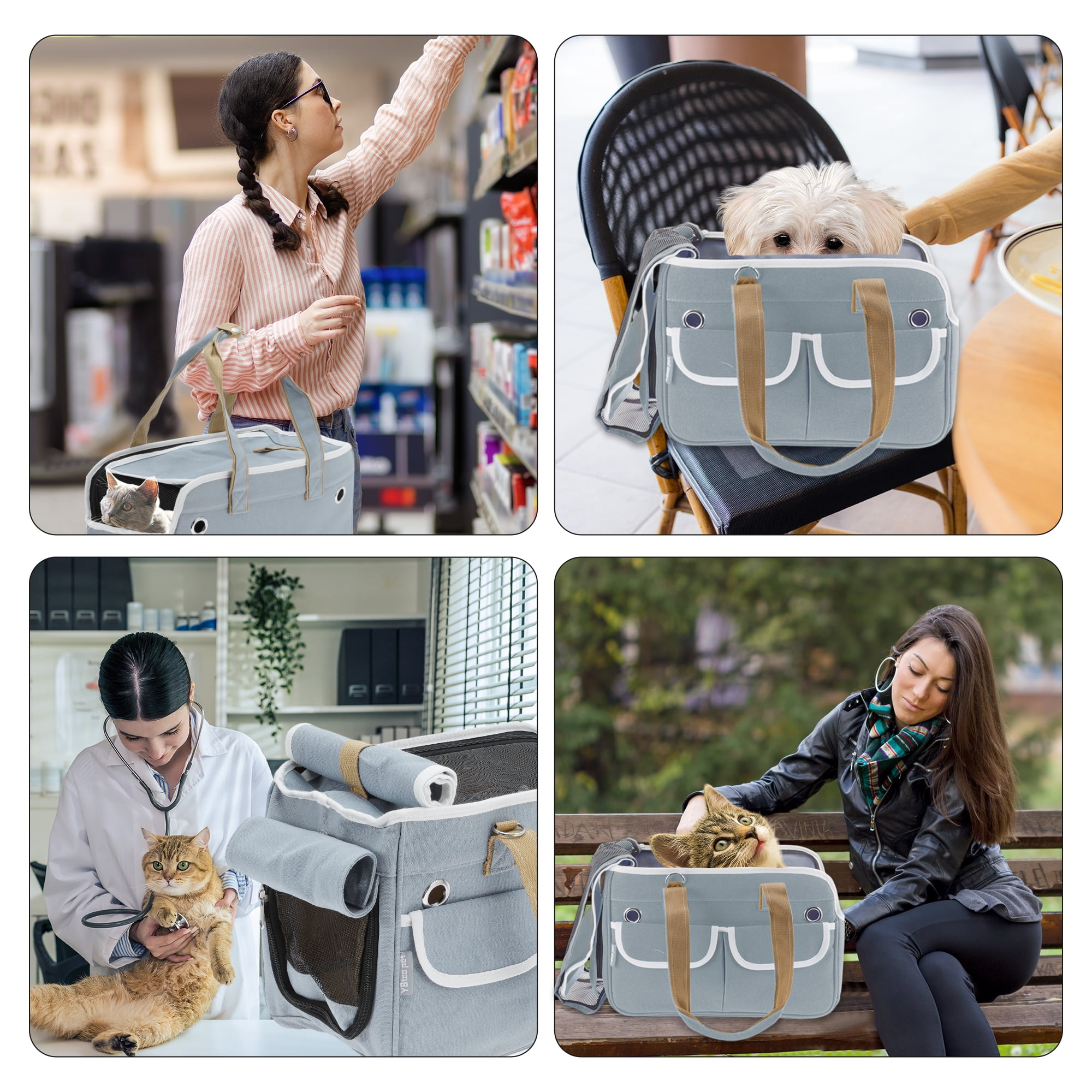 Unique Bargains Foldable Pet Carrier Bag with Removable Mat Blue