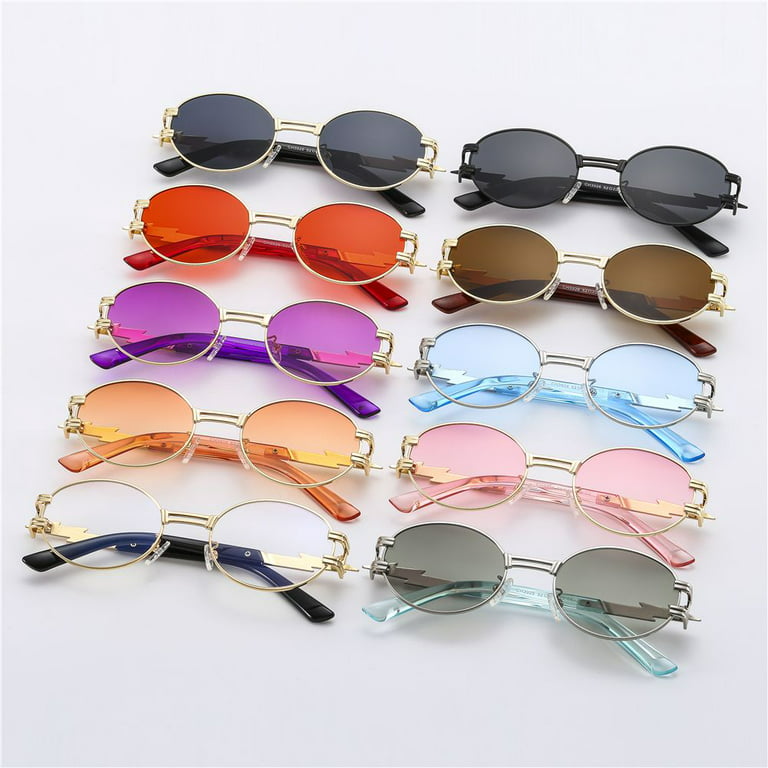 KUGUAOK Oval Sunglasses for Women Trendy Y2K Style Design Sun Glasses UV Protection 90s Small Vintage Shades