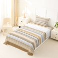 thumbnail image 3 of Castle Fairy Mid Century Horizontal Stripe Twin Sheets 3pcs,Vintage Thin Line Bedding,Tan Beige White,1 Flat Sheet, 1 Fitted Sheet and 1 Pillowcase, 3 of 7