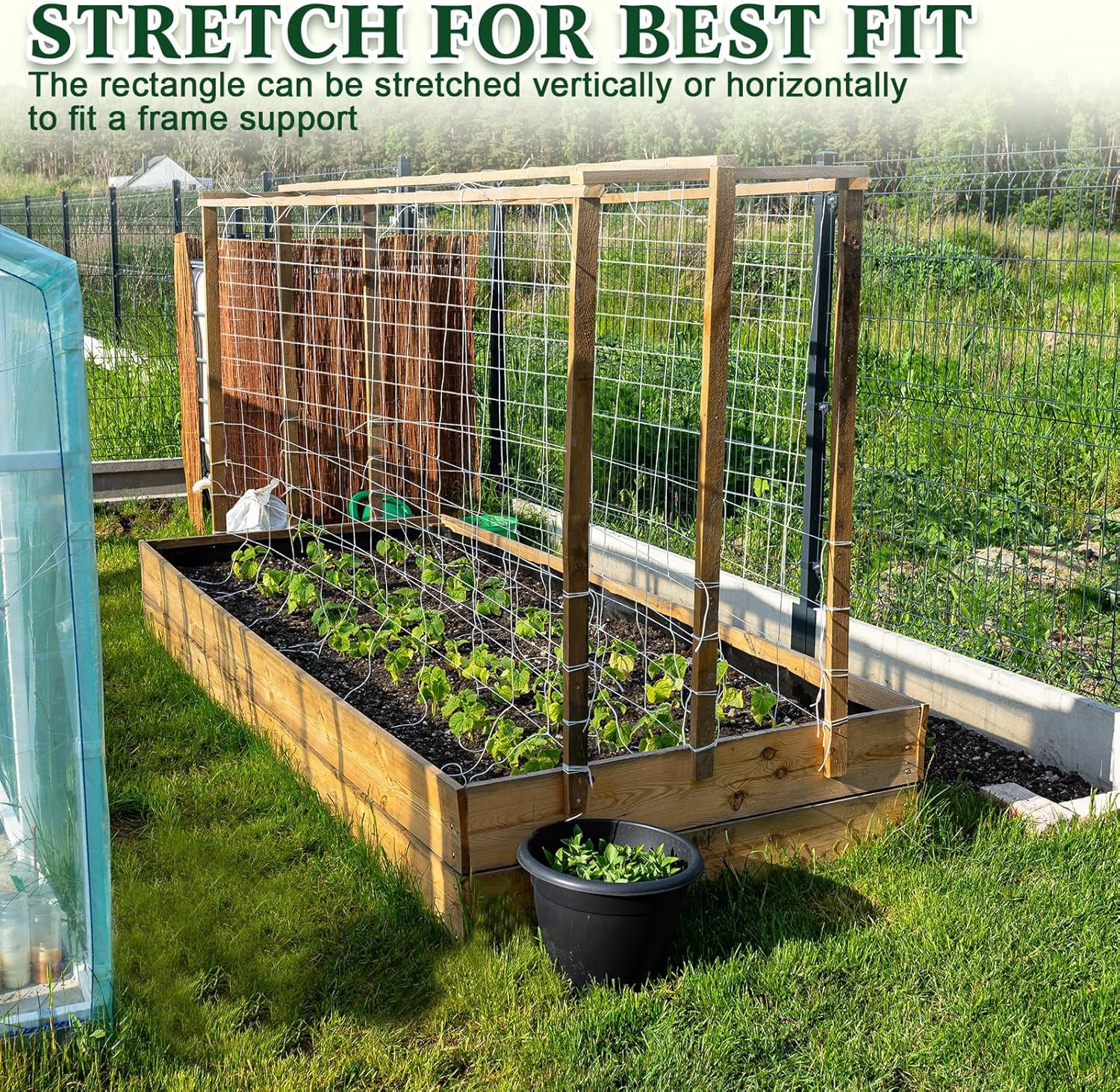 Yahome Jute Twine Trellis Netting Garden Trellis Netting for Climbing Plants, Plant Netting for Indoor/Outdoor Climb Plant, Grow Net for Vines, Fruits, Vegetables, Grapes, Beans, Peas (67 x 98 in)