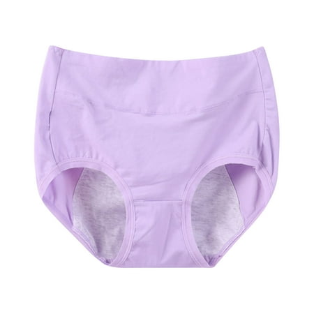 Jalioing Plus Size Panty for Women Cotton Lined Panties Stretch High Waisted Solid Color Oversized Briefs (6X-Large  Purple)