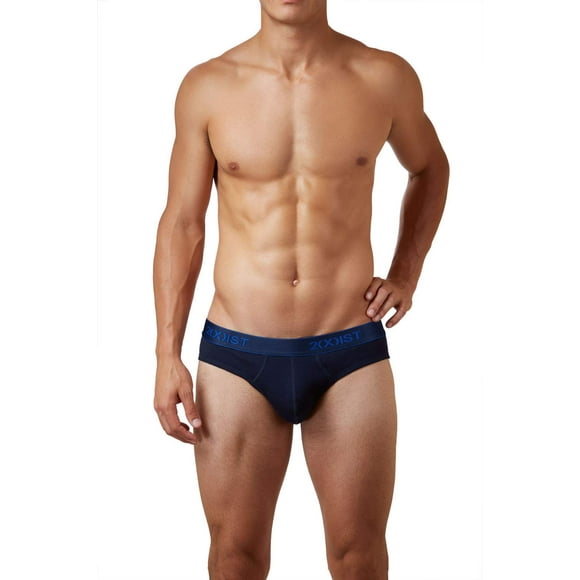 2(X)IST Men's Essential Cotton No-Show Brief, Navy/Cobalt/Porcelain - X-Large ( Pack of 3 )