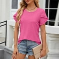 thumbnail image 5 of Diufon Summer Tops for Women Crew Neck Ruffle Short Sleeve Shirts Casual Loose Tunic Clothes, 5 of 7