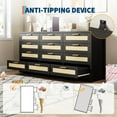 thumbnail image 5 of OUTGOODS 12 Drawer Dresser, Modern Farmhouse Rattan & Wood Chest, 63" Long, Anti-Tip, 5 of 7