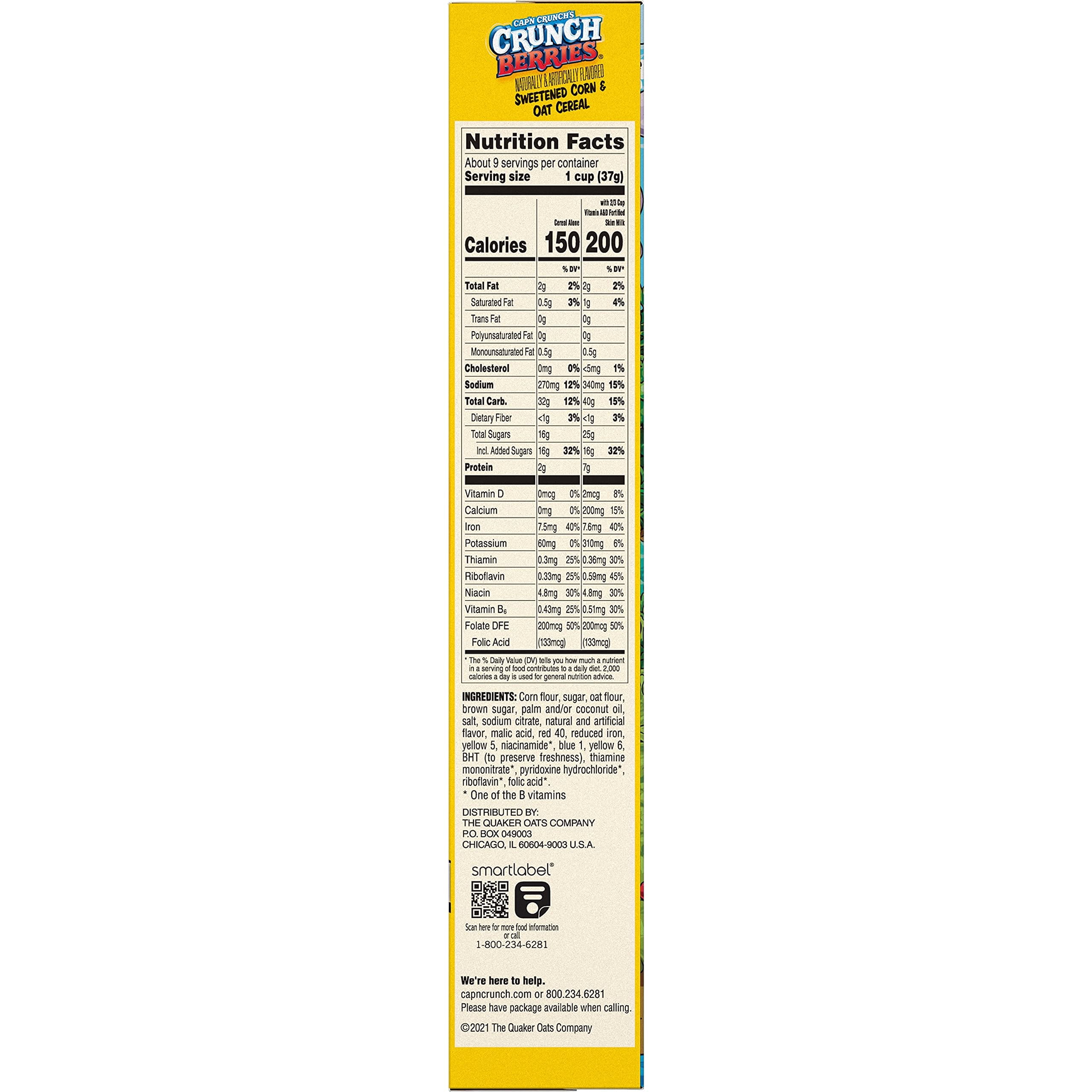 Quaker Captain Crunchberries Cereal 11.7 oz (Pack of 12)