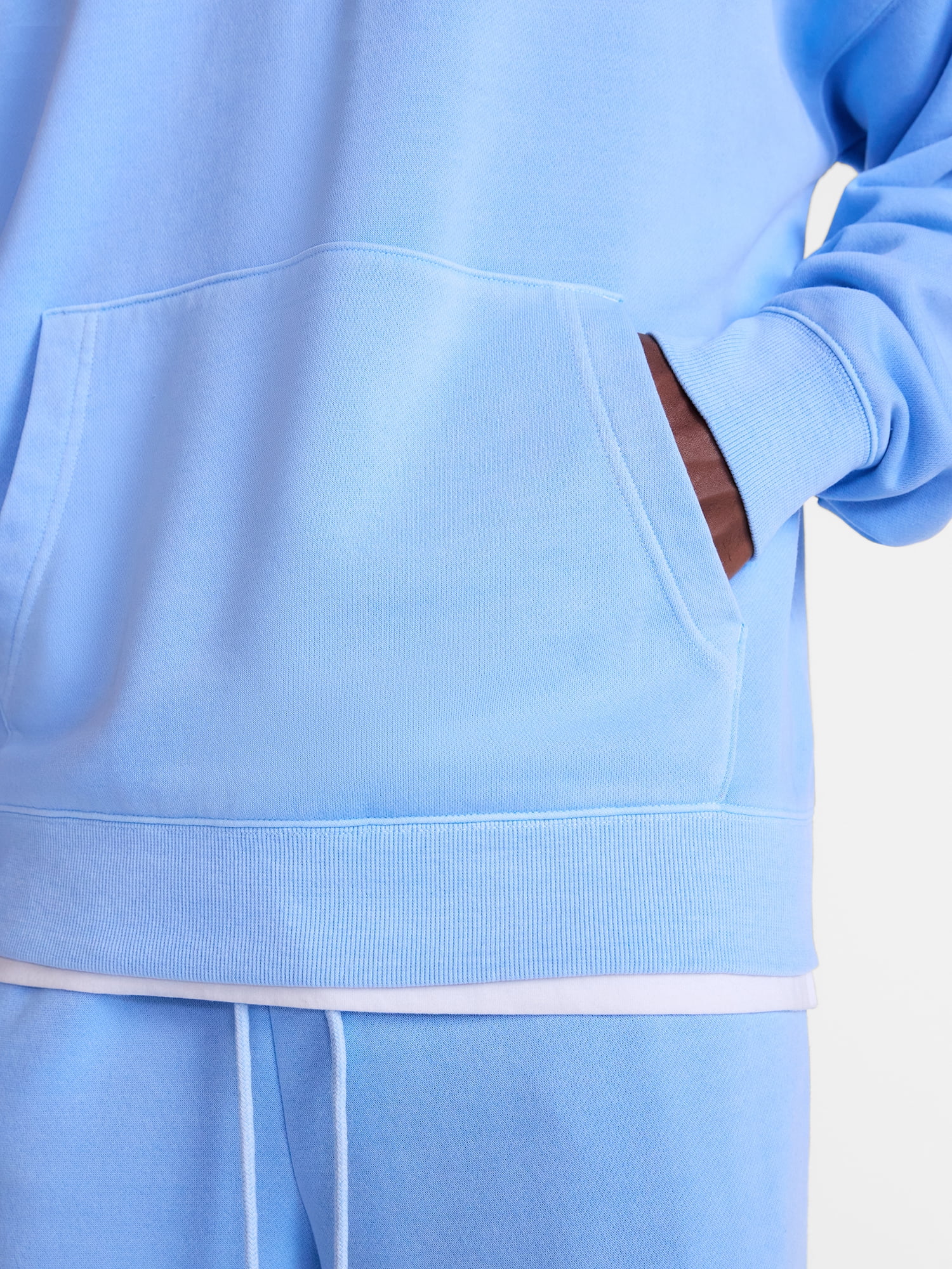 No Boundaries Boxy Fit Oversized Fleece Hoodie with Long Sleeves, Men's XS-4XLT