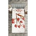 thumbnail image 3 of Ambesonne Rowan Quilted Bedspread Set 2 Pcs, Tree Watercolor Splashes, Twin Size, Red Brown White, 3 of 3