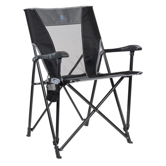 GCI Outdoor Eazy Chair Folding Quad Camping Chair with Carry Bag, Black