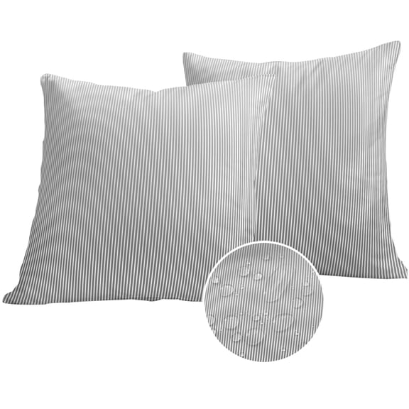 Gray Striped Outdoor Pillow Covers 18x18 Set of 2,Waterproof Patio Throw Pillowcase Protectors,Modern Minimalist Vertical Stripes Lines Decorative Pillow Shams Cushion Covers for Seat Bed Couch Sofa