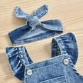 thumbnail image 5 of EINCcm Baby Romper Girls Romper Baby Girl Jumpsuit Infant Girls Sleeveless Jumpsuit Denim Rainbow Print Romper Headband 2pcs Set, for Toddler Baby Girls, Blue, 12-18 Months, 5 of 8