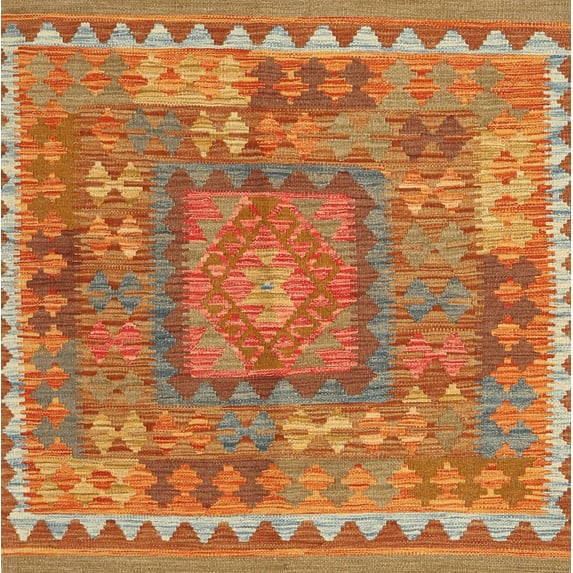 Ahgly Company Machine Washable Indoor Rectangle Contemporary Orange Red Area Rugs, 6' x 9'
