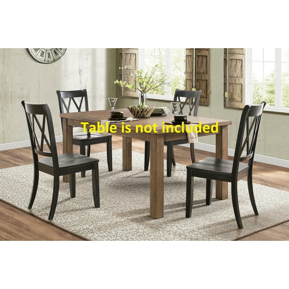 Casual Black Finish Chairs Set of 4, Pine Veneer Transitional Double-X Back Design Dining Room Chairs