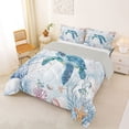 thumbnail image 2 of Erosebridal Watercolor Underwater Word Queen Comforter Set,Ocean Marmine Sealife Turtle Bedding Comforter Set For Kids, Reversible 3-Piece, 2 of 7
