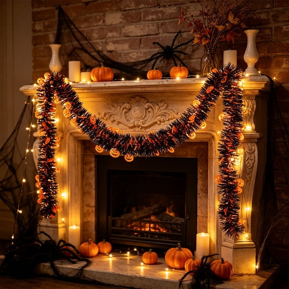 Fmbmuo Halloween Party Garland 9Ft Pumpkin Ghost Hanging Banner For Mantel Fireplace And Wall Decor