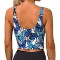 thumbnail image 4 of Uemuo Blue and White Butterflies Pattern Women's Sports Bra - High Impact Support, Breathable, and Comfortable Athletic Bra for Running, Yoga, and Workouts, 4 of 9