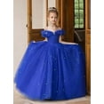 thumbnail image 3 of Drtj 2-14T Kids Teens Flower Girl Dress Off Shoulder Pageant Sparkling Formal Dress Birthday Party Ball Gowns, 3 of 7
