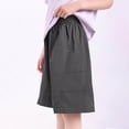 thumbnail image 5 of Cethrio Boys Cargo Shorts, Elastic Waist Relaxed Fit Knee Length Summer Kids Shorts Black Size 10, 5 of 6