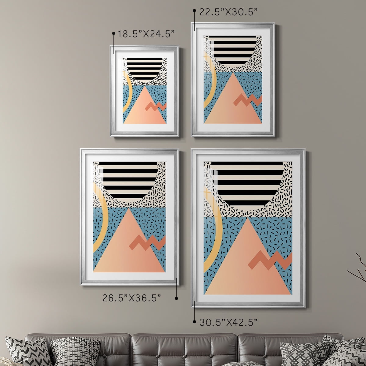 Wexford Home Modern Memphis I Premium Framed Print, 26.5" x 36.5" - Ready to Hang, Silver (Set of 2)