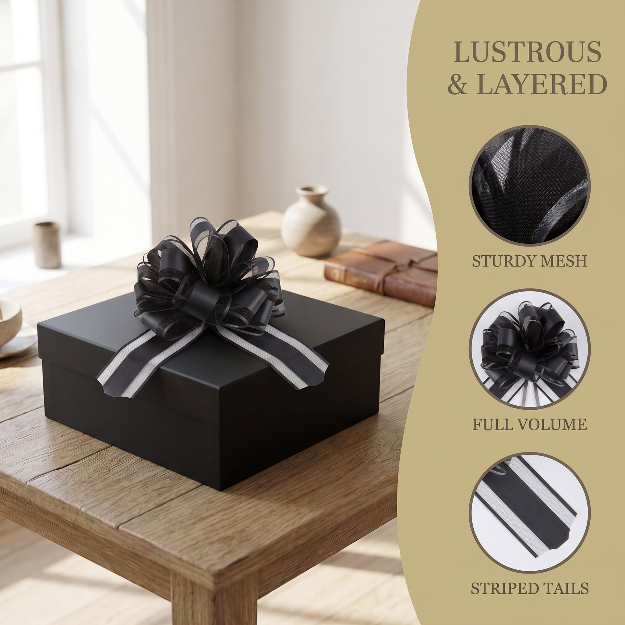Unique Bargains Elegant Multi-Layered Star Bows for Gift Wrapping and Decoration Black