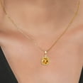thumbnail image 4 of Gem Stone King 10K Yellow Gold Yellow Citrine and Diamond Pendant Necklace for Women (2.00 Ct Checkerboard-Cut with 18 inch Chain), 4 of 5