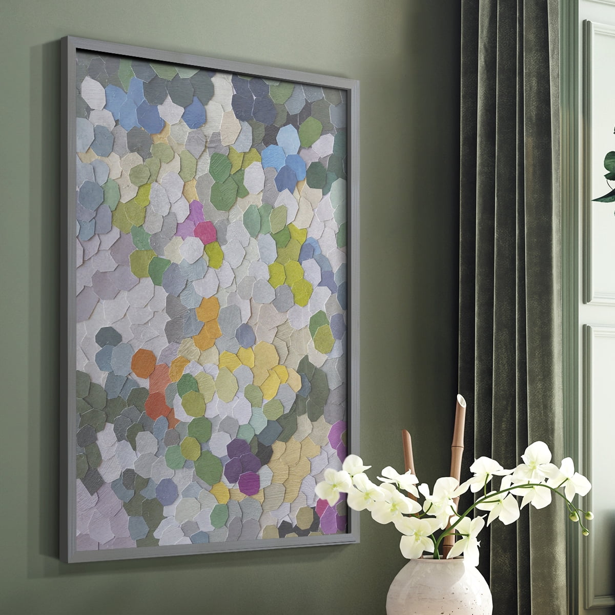 Canne Garden Framed Print in Gray Solid Wood Framed Print No Nail Hanging