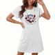 thumbnail image 1 of Camisón corto navideño para mujer, talla grande, cuello redondo, manga corta, estampado en el pecho, vestido de noche para mujer, 1 of 3