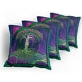 thumbnail image 5 of Ambesonne Nature Throw Pillow Cover 4 Pack, Digital Psychedelic Art, 20", Purple Fuchsia, 5 of 7