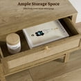 thumbnail image 5 of SICOTAS Nightstand for Small Spaces, Rattan Night Stands with 2 Drawers and Storage Shelf, Boho Bedside Table End Table for Bedroom Living Room Hallway,Cherry Oak, 5 of 11
