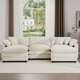 thumbnail image 2 of 114'' Oversized Modular Cushion Sofa with Portable Ottoman, L-Shaped Corner Spacious Sectional Sofa Set, 25'' Deep Seating, for Home Apartment Living Room, Beige, 2 of 9
