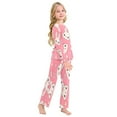 thumbnail image 4 of DIXRUYEE Fleece Pajama Set Loose Style Elastic Waist Pockets Kawaii Bunny Pink Paradise Cute Pattern, 4 of 7
