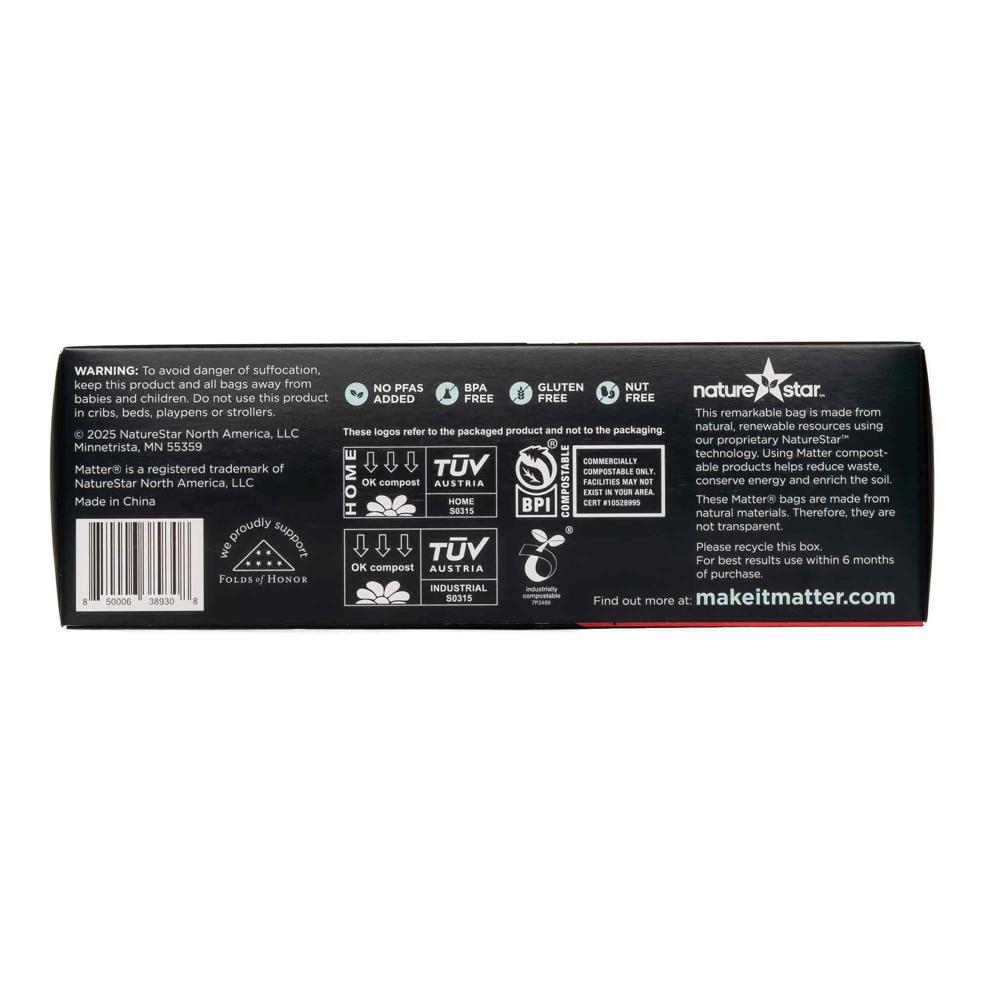 Matter Compostable Quart Food Storage Bags, 50 Count
