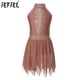 thumbnail image 2 of Niños Niñas Gimnasia Rítmica Ballet Jersey patinaje artístico vestido de baile falda tutú brillante Rhinestone traje lírico Ropa de baile, 2 of 5