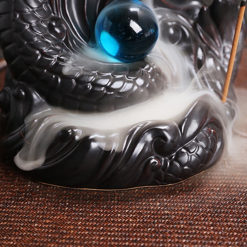 Dragon Incense Burner Ceramic Dragon Backflow Censer Incense Stick Holder Waterfall Burner for Tea Room Cafes Hotel Home Decoration
