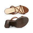 thumbnail image 4 of BLISSFUL STEP Women's Platform Strappy Crisscross Strap Block Heel Slide Sandals Dark Brown 8, 4 of 7