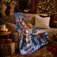 thumbnail image 3 of Woodland Animals Snowy Cottage Christmas, Festive Holiday Scene, Warm Flannel Blanket for Cabin and Lodge with Detailed Artwork, Art Lovers Christmas Gift, Festive Home Decor, 3 of 9