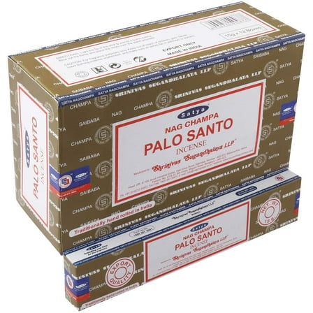 Satya Nag Champa - Palo Santo Incense Sticks | 12 Packs x 15 Grams | Box of 180 Grams | Export Quality, Brand - Satya By Brand Satya Sai Baba