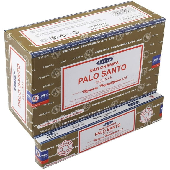 Satya Nag Champa - Palo Santo Incense Sticks | 12 Packs x 15 Grams | Box of 180 Grams | Export Quality, Brand - Satya By Brand Satya Sai Baba