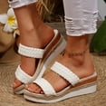 thumbnail image 3 of Womens Platform Slip on Sandals Fashion Summer Braided Leather Wedge High Heel Dress Slippers for Ladies 2025, 3 of 6