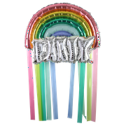 Large Foil Rainbow Balloon with Streamers, 31.5in x 16.5in