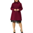 thumbnail image 2 of Unique Bargains Women's Plus Size Winter Peacoat Single-Breasted Coat, 2 of 6