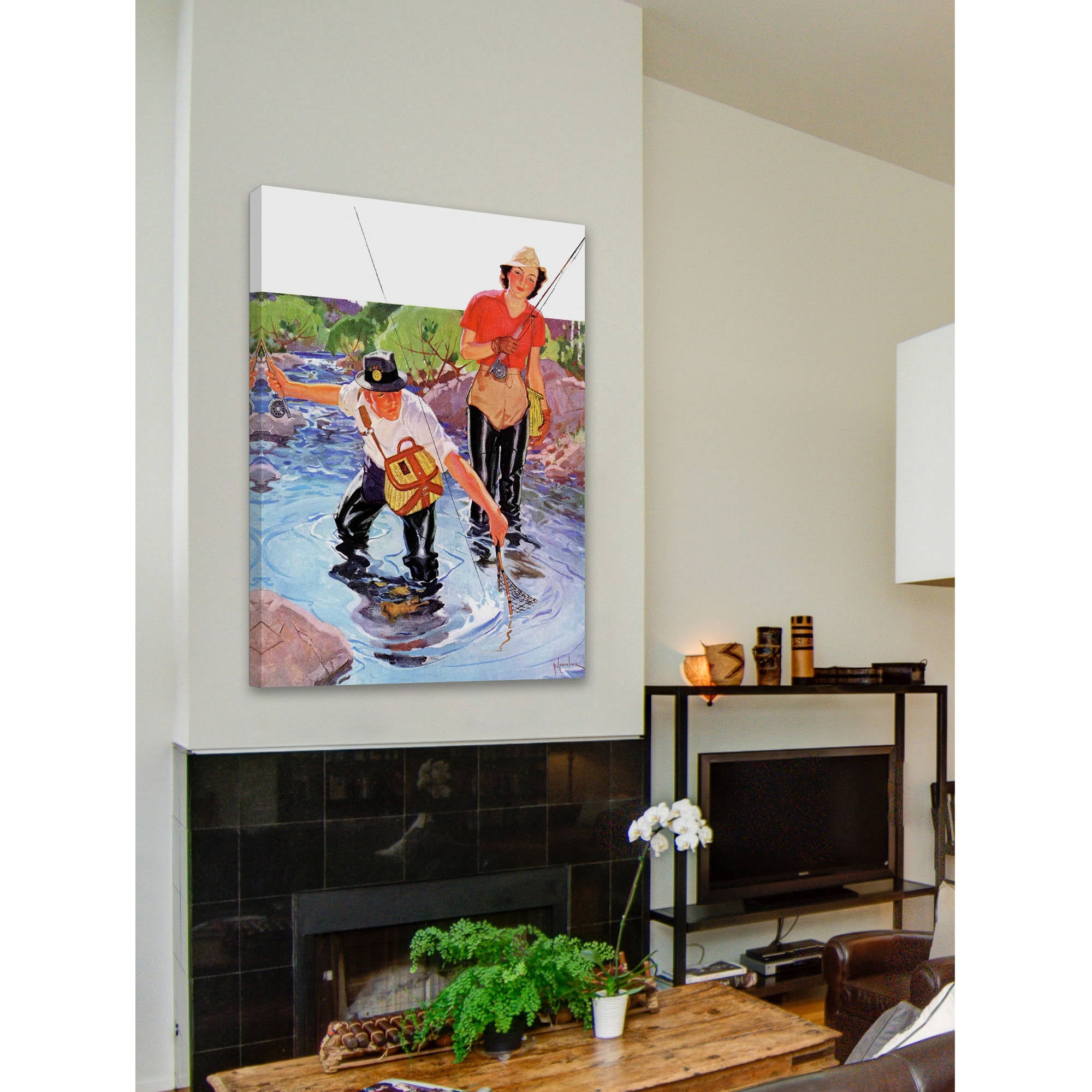 Marmont Hill Netting a Fish by R.J. Cavaliere Painting Print on Canvas