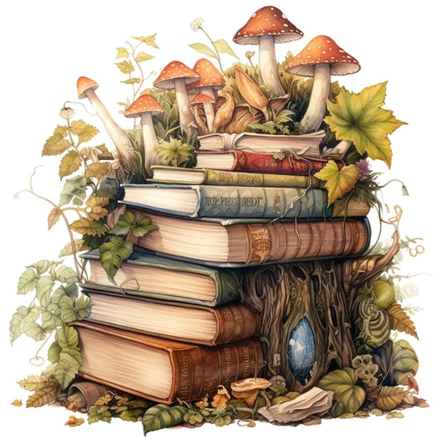 Kit de punto de cruz Moohue con libros de magia y setas para adultos