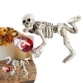 thumbnail image 3 of 2 Pack 7.5 Inch Resin Halloween Skeleton Figurines Lying Down With Wine Glass, Funny Gothic Skeleton Statues, Desktop Ornaments for Mantel Shelf Table Halloween Party Home Decor, 3 of 4