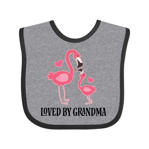 Inktastic Grandma Loves Me Flamingo Grandchild Girls Baby Bib