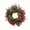 thumbnail image 1 of Corona navideña para puerta de 38 cm, adorno para fiestas navideñas, corona de invierno para chimenea, puerta principal, jardín y decoración del hogar Verde oscuro y verde claro, 1 of 9