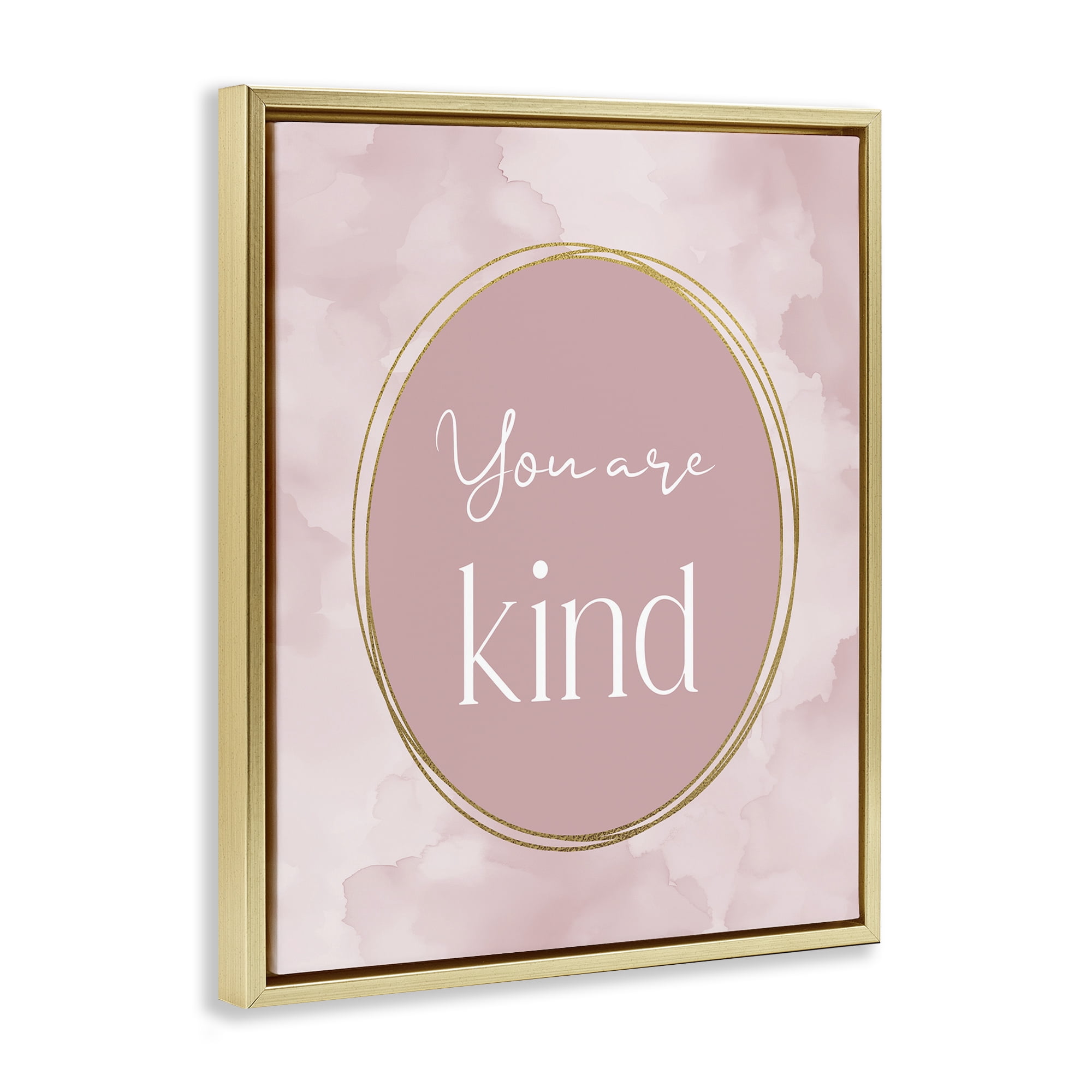 Stupell Industries Pink Golden Affirmation Gold Framed Floater Canvas Wall Art, design by Christine Simpson Art