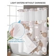 thumbnail image 6 of No Hook Shower Curtain with Snap-in Liner, Brown White Floral Waterproof Fabric Bathroom Curtains, Spring Botanical Leaves Farmhouse Bath Curtains & Mesh Top Window Stall 48"x72", 6 of 9